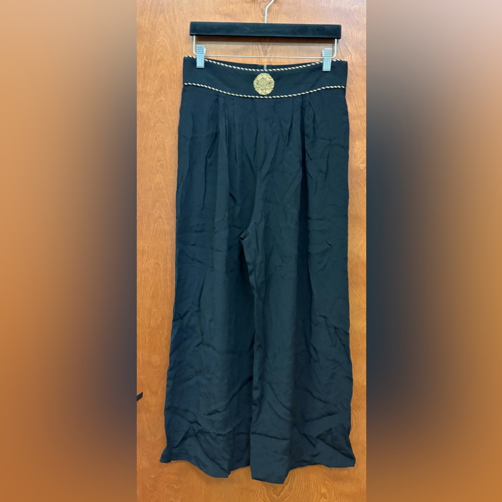 Vintage “Night Lights“ 80’s eclectic pants stretch waist black gold medallion 12
